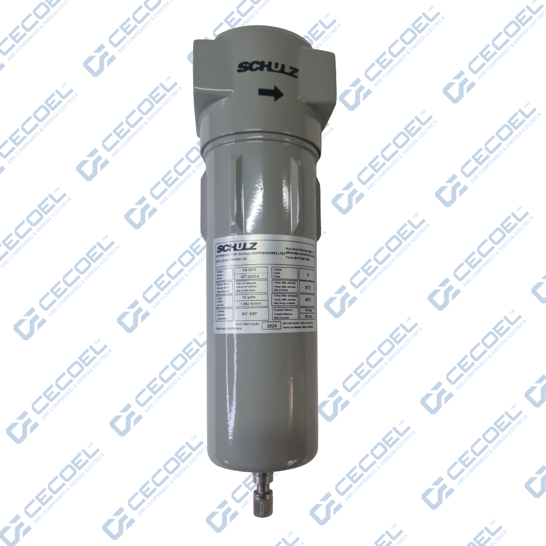 Filtro de línea de baja presión coalescente grado H Schulz FS 0070 H 007.0243-0 para tratamiento de aire comprimido