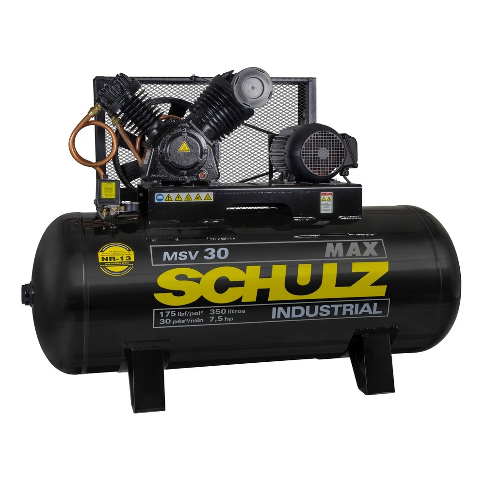 Compresor de pistón horizontal Schulz 933.1304-0 de 7.5 HP y 350 litros para uso industrial