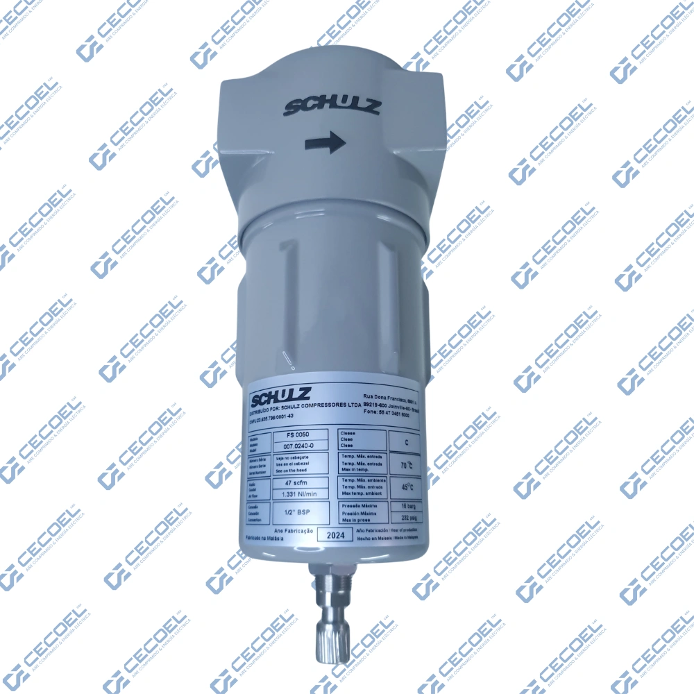 Filtro de carbón activado Schulz FS 0050-C de baja presión con conexión 1/2 para aire comprimido