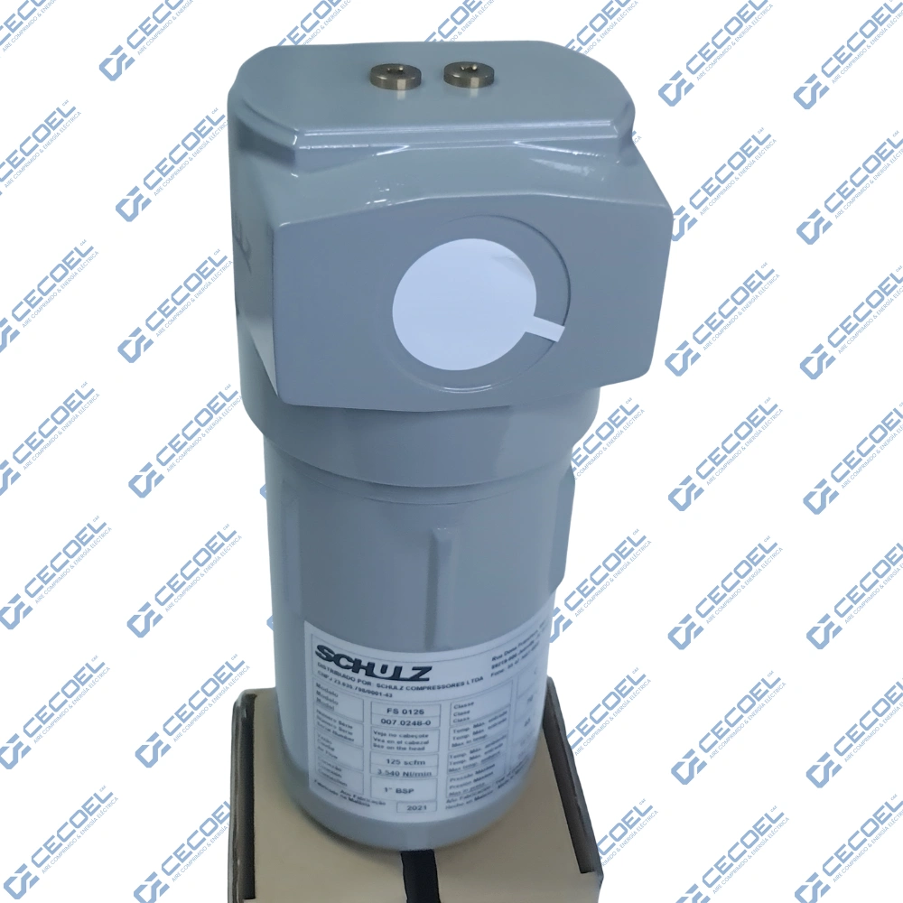 Filtro de línea Schulz FS 0125-C grado C adsorbente de 125 fcm con conexión 1 pulgada